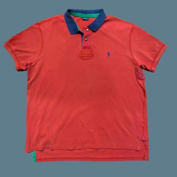 Polo Ralph Lauren Rugby Vintage Reverse Stitch Red Navy Shirt Men's Size XXL - Picture 1 of 8